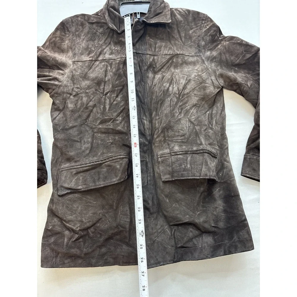 Banana Republic Mens Suede Leather Jacket Brown Button Quilted Coat Small